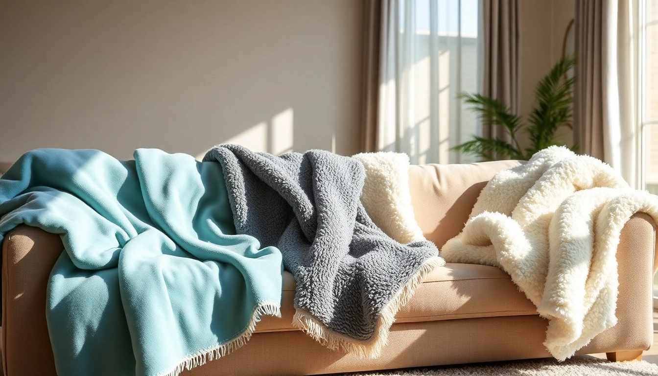 Fleece stoffen op een gezellige bank met warme kleuren en diverse texturen.