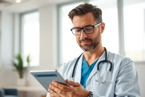 Streamline your prescriptions with efficient eprescription apps for android displayed by a healthcare provider.