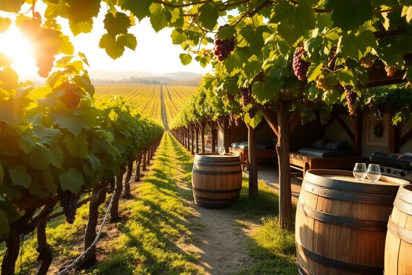Experience the elegance of Sacramento Wineries with lush vineyards and rustic barrels.